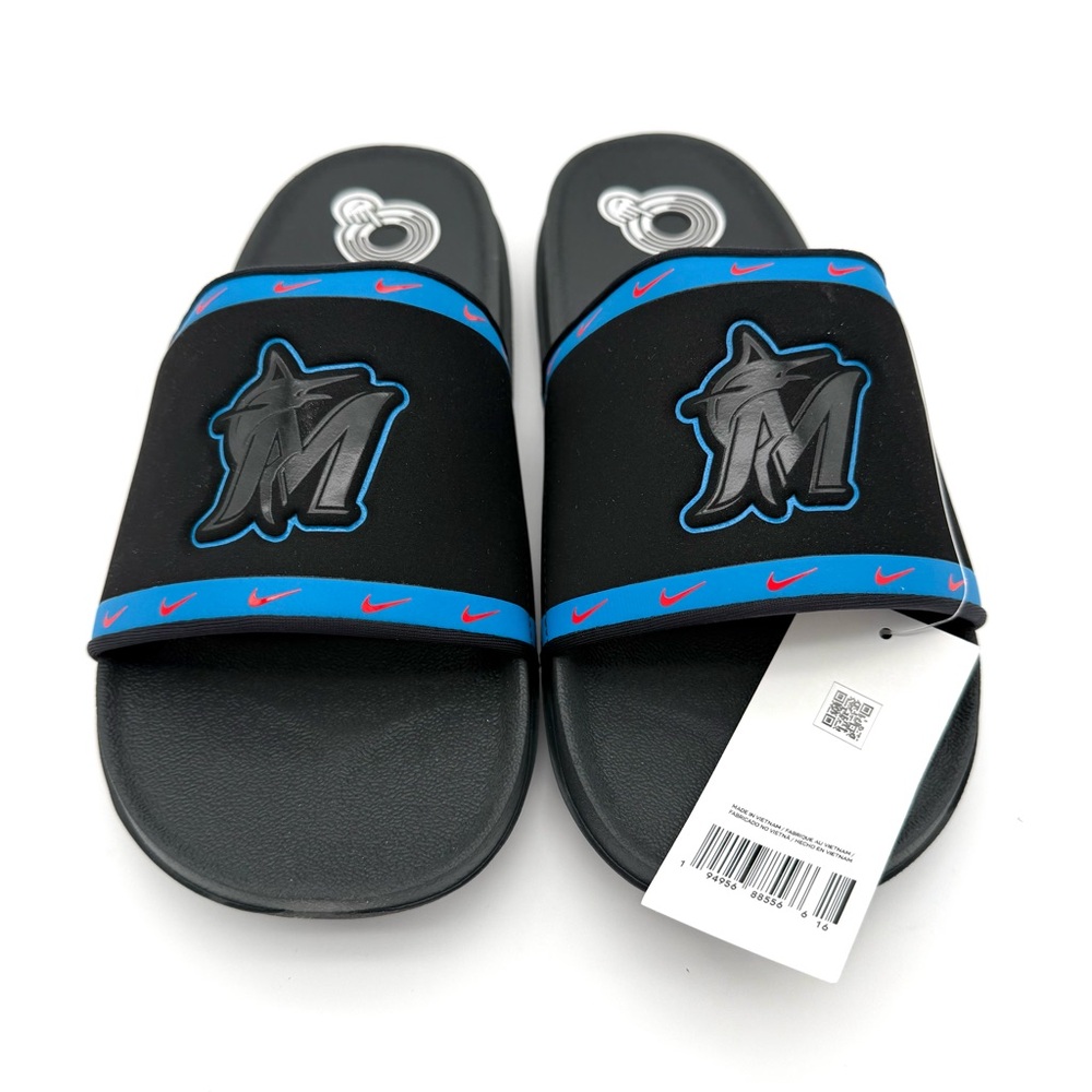 NIB NWT New Nike Mens MLB x OffCourt Slide Miami Marlins 10 Sandals Flip Flops - Picture 3 of 7